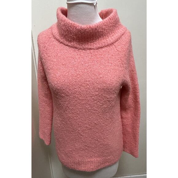 Anthropologie Moth Wool Alpaca Blend Mock Neck Pullover Sweater Jumper Peach XS - Picture 3 of 6